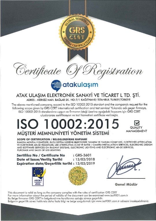 Atak Ulaşım — ISO 10002